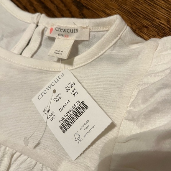 J. Crew Crewcuts Girls Long-Sleeve Ruffle-Shoulder Top | Ivory | Size XS (4-5) - Picture 4 of 8